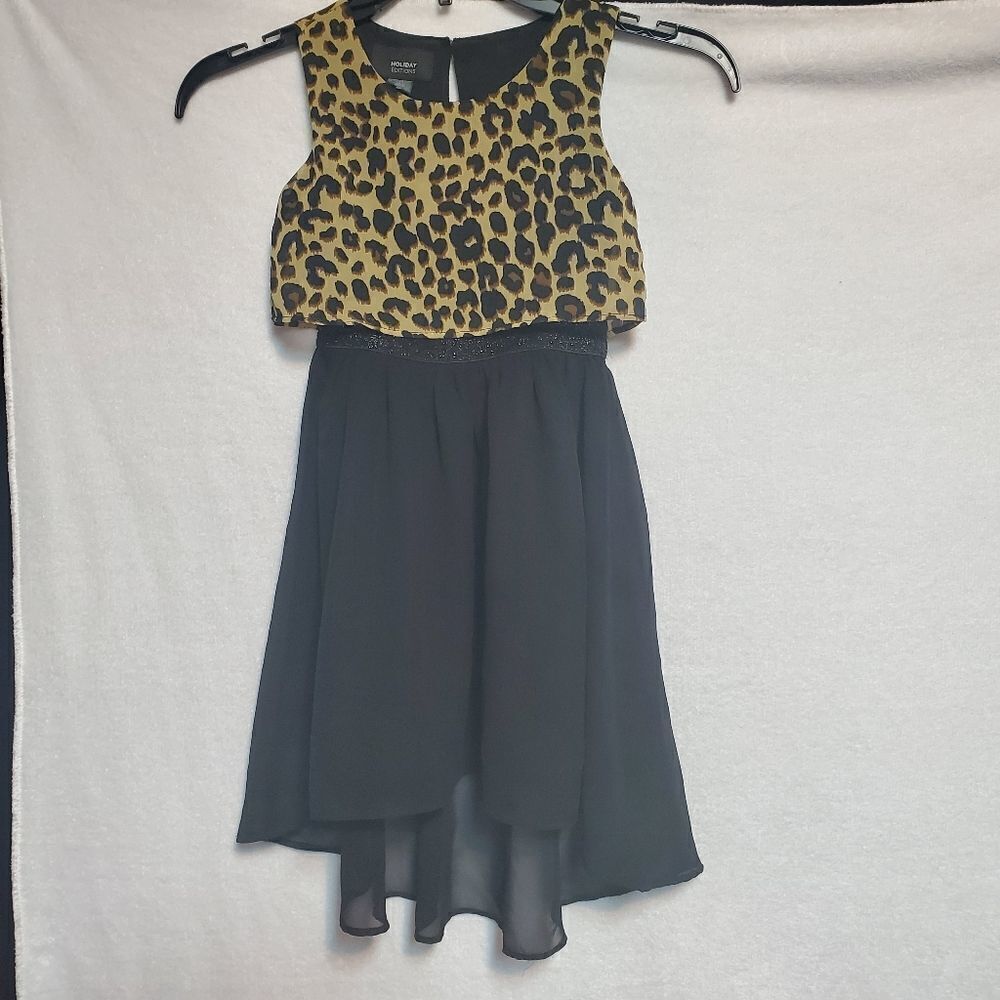 Holiday Editions Black & Leopard Print Dress (XS)